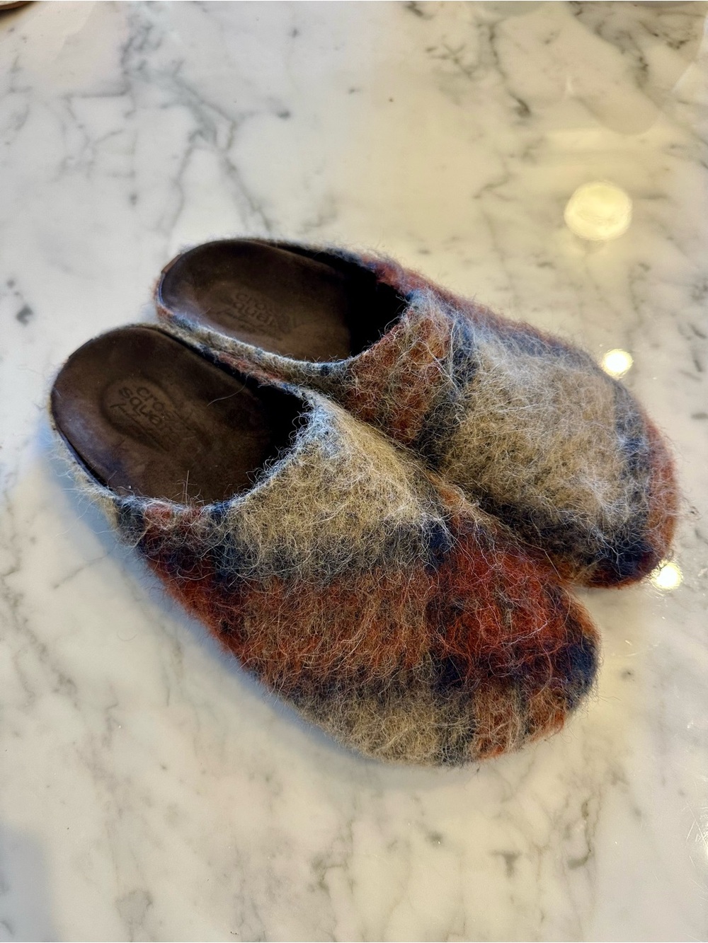 Banana Republic / Crosby Square Felted Clogs in Heathered Rust, Navy & Cream